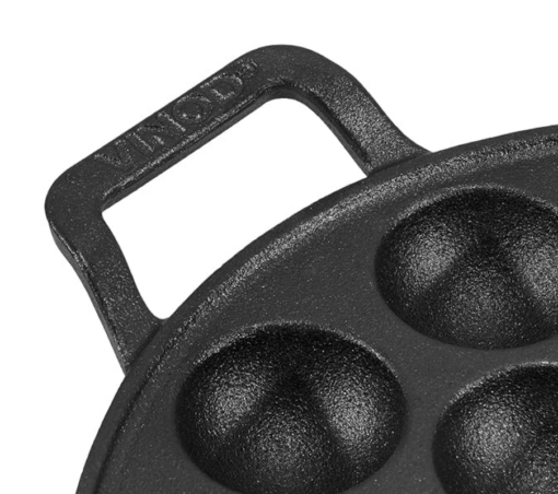 Vinod Legacy Cast Iron Stick Free Paniyarakkal Pan - 15 Cups, 25cm / Paniyaram pan/Appa Patra/Appam Patra/Appe/Paddu pan/Non Toxic, Enamel Free - Black - Image 3